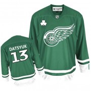 Detroit Red Wings ＃13 Men's Pavel Datsyuk Reebok Authentic Green St Patty's Day Jersey