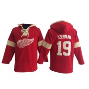 Detroit Red Wings ＃19 Men's Steve Yzerman Old Time Hockey Authentic Red Pullover Hoodie Jersey