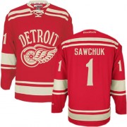 Detroit Red Wings ＃1 Men's Terry Sawchuk Reebok Authentic Red 2014 Winter Classic Jersey