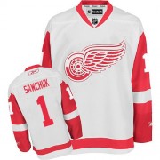 Detroit Red Wings ＃1 Men's Terry Sawchuk Reebok Authentic White Away Jersey
