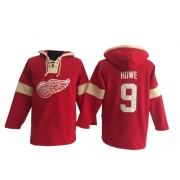 Detroit Red Wings ＃9 Men's Gordie Howe Old Time Hockey Authentic Red Pullover Hoodie Jersey