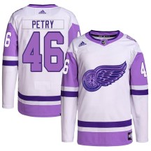 Detroit Red Wings Youth Jeff Petry Adidas Authentic White/Purple Hockey Fights Cancer Primegreen Jersey