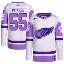 Detroit Red Wings Youth Keith Primeau Adidas Authentic White/Purple Hockey Fights Cancer Primegreen Jersey