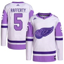 Detroit Red Wings Youth Brogan Rafferty Adidas Authentic White/Purple Hockey Fights Cancer Primegreen Jersey