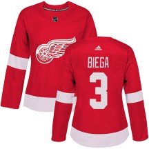 Detroit Red Wings Women's Alex Biega Adidas Authentic Red Home Jersey