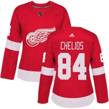 Detroit Red Wings Women's Jake Chelios Adidas Authentic Red Home Jersey