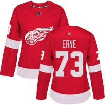 Detroit Red Wings Women's Adam Erne Adidas Authentic Red Home Jersey