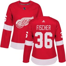 Detroit Red Wings Women's Christian Fischer Adidas Authentic Red Home Jersey