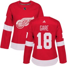 Detroit Red Wings Women's Danny Gare Adidas Authentic Red Home Jersey