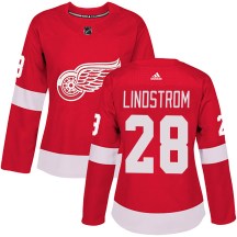 Detroit Red Wings Women's Gustav Lindstrom Adidas Authentic Red Home Jersey