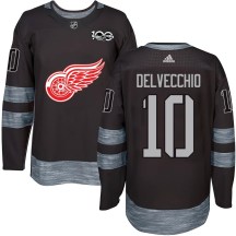 Detroit Red Wings Men's Alex Delvecchio Authentic Black 1917-2017 100th Anniversary Jersey