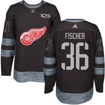 Detroit Red Wings Men's Christian Fischer Authentic Black 1917-2017 100th Anniversary Jersey