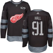Detroit Red Wings Men's Curtis Hall Authentic Black 1917-2017 100th Anniversary Jersey