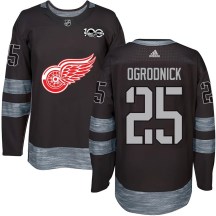 Detroit Red Wings Men's John Ogrodnick Authentic Black 1917-2017 100th Anniversary Jersey