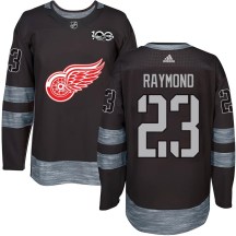 Detroit Red Wings Men's Lucas Raymond Authentic Black 1917-2017 100th Anniversary Jersey
