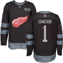 Detroit Red Wings Men's Terry Sawchuk Authentic Black 1917-2017 100th Anniversary Jersey