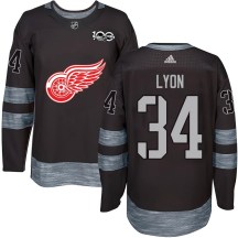 Detroit Red Wings Youth Alex Lyon Authentic Black 1917-2017 100th Anniversary Jersey