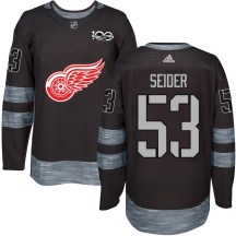 Detroit Red Wings Youth Moritz Seider Authentic Black 1917-2017 100th Anniversary Jersey