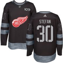 Detroit Red Wings Youth Greg Stefan Authentic Black 1917-2017 100th Anniversary Jersey