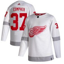 Detroit Red Wings Men's J.T. Compher Adidas Authentic White 2020/21 Reverse Retro Jersey