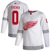 Detroit Red Wings Men's Christian Fischer Adidas Authentic White 2020/21 Reverse Retro Jersey