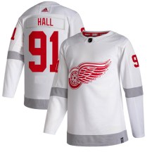 Detroit Red Wings Men's Curtis Hall Adidas Authentic White 2020/21 Reverse Retro Jersey