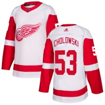 Detroit Red Wings Youth Dennis Cholowski Adidas Authentic White Jersey