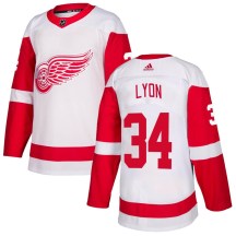 Detroit Red Wings Youth Alex Lyon Adidas Authentic White Jersey