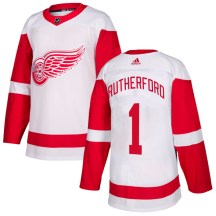 Detroit Red Wings Youth Jim Rutherford Adidas Authentic White Jersey