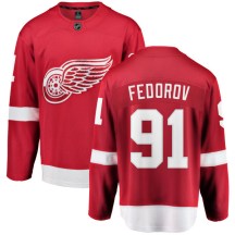 Detroit Red Wings Youth Sergei Fedorov Fanatics Branded Breakaway Red Home Jersey