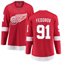 Detroit Red Wings Women's Sergei Fedorov Fanatics Branded Breakaway Red Home Jersey