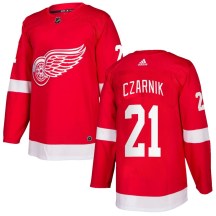 Detroit Red Wings Youth Austin Czarnik Adidas Authentic Red Home Jersey