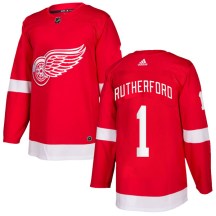 Detroit Red Wings Youth Jim Rutherford Adidas Authentic Red Home Jersey