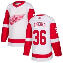 Detroit Red Wings Men's Christian Fischer Adidas Authentic White Jersey