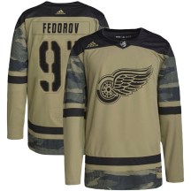 Detroit Red Wings Men's Sergei Fedorov Adidas Authentic Camo Military Appreciation Practice Jersey