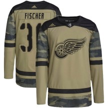 Detroit Red Wings Men's Christian Fischer Adidas Authentic Camo Military Appreciation Practice Jersey