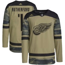 Detroit Red Wings Men's Jim Rutherford Adidas Authentic Camo Military Appreciation Practice Jersey