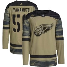 Detroit Red Wings Men's Kailer Yamamoto Adidas Authentic Camo Military Appreciation Practice Jersey
