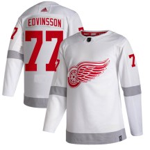 Detroit Red Wings Youth Simon Edvinsson Adidas Authentic White 2020/21 Reverse Retro Jersey