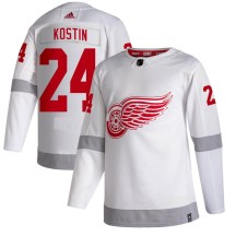 Detroit Red Wings Youth Klim Kostin Adidas Authentic White 2020/21 Reverse Retro Jersey