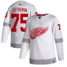Detroit Red Wings Youth John Lethemon Adidas Authentic White 2020/21 Reverse Retro Jersey