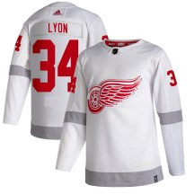 Detroit Red Wings Youth Alex Lyon Adidas Authentic White 2020/21 Reverse Retro Jersey