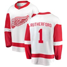 Detroit Red Wings Youth Jim Rutherford Fanatics Branded Breakaway White Away Jersey