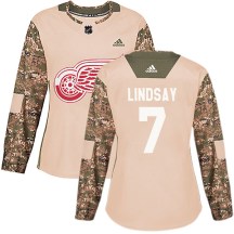 Detroit Red Wings Women's Ted Lindsay Adidas Authentic Camo Veterans Day Practice Jersey
