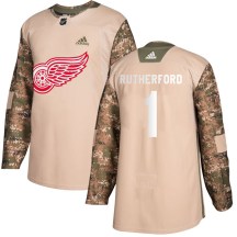 Detroit Red Wings Men's Jim Rutherford Adidas Authentic Camo Veterans Day Practice Jersey