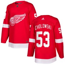 Detroit Red Wings Men's Dennis Cholowski Adidas Authentic Red Home Jersey