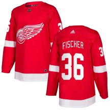 Detroit Red Wings Men's Christian Fischer Adidas Authentic Red Home Jersey