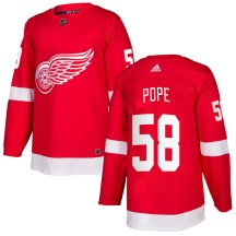 Detroit Red Wings Men's David Pope Adidas Authentic Red Home Jersey