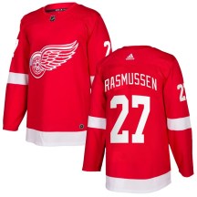 Detroit Red Wings Men's Michael Rasmussen Adidas Authentic Red Home Jersey