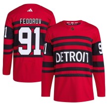 Detroit Red Wings Men's Sergei Fedorov Adidas Authentic Red Reverse Retro 2.0 Jersey